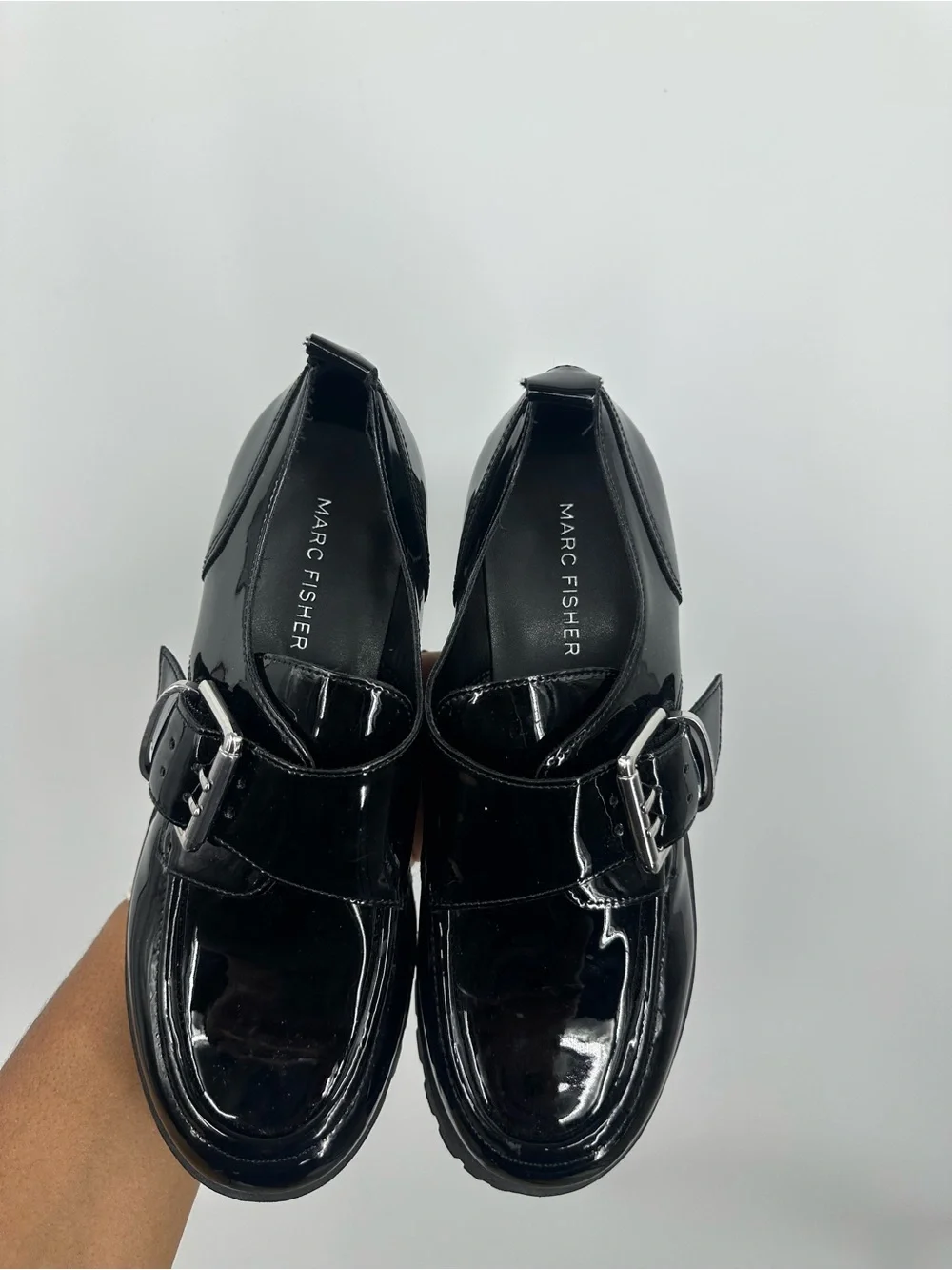 Marc Fisher Black Buckle Loafers Women's Size 6 Goth Grunge Whimsical